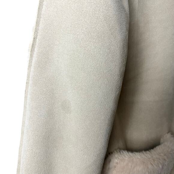 Blank NYC Cream Reversible Faux Shearling Snap Front Mid-Length Jacket Sz Small - Picture 6 of 13